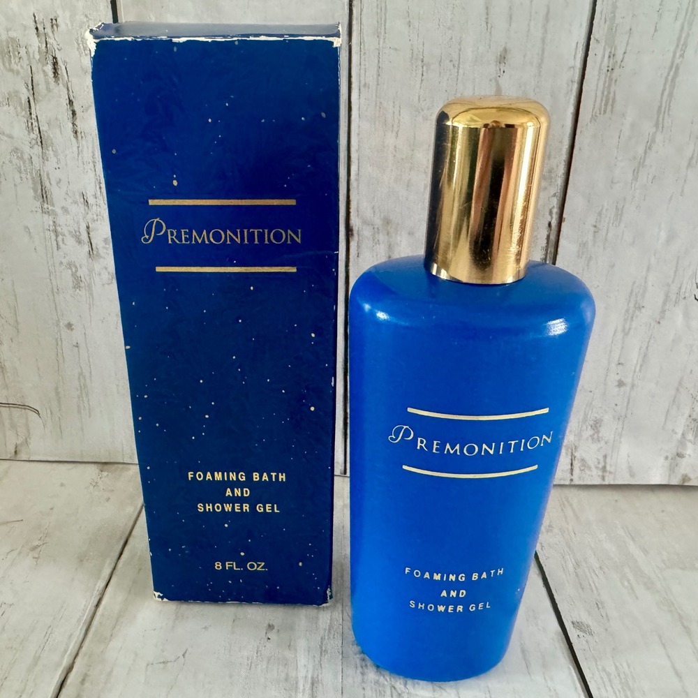 Vintage Mary Kay Premonition Foaming Bath and Shower Gel 8 oz Blue Bottle Box